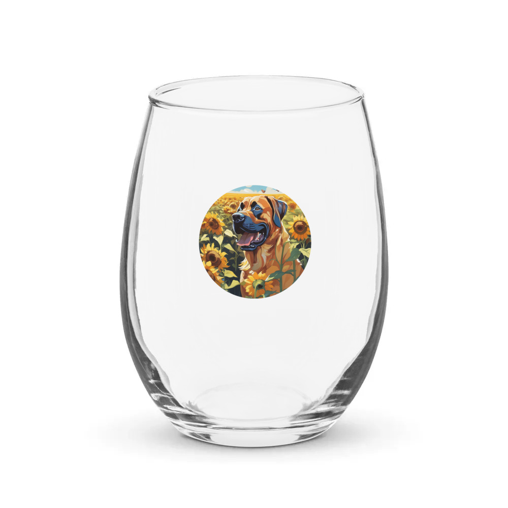 PugMug Custom Mastiff Stemless Wine Glass