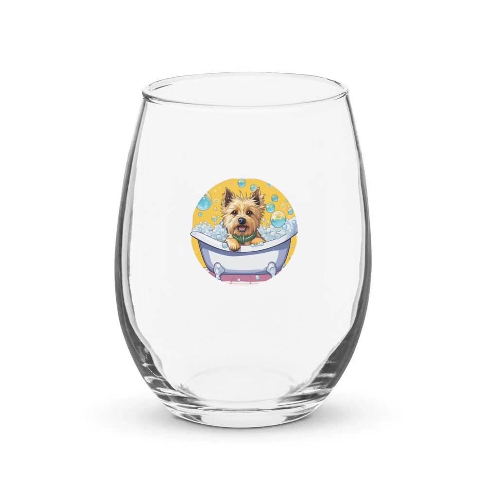 PugMug Custom Cairn Terrier Stemless Wine Glass