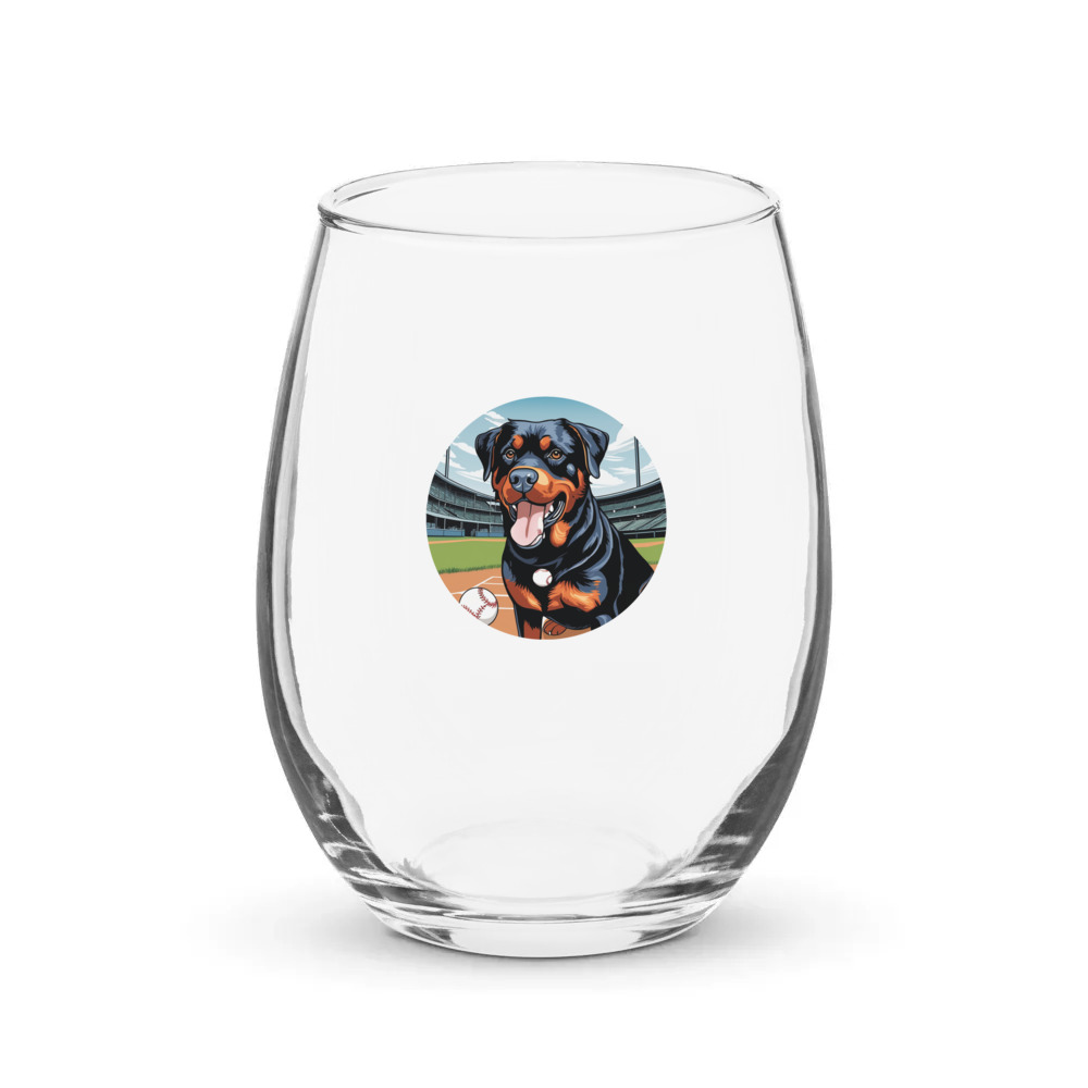 PugMug Custom Rottweiler Stemless Wine Glass