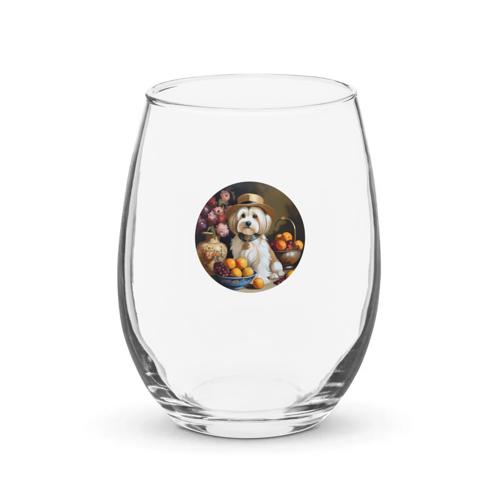 PugMug Custom Tan Havanese Dog Stemless Wine Glass