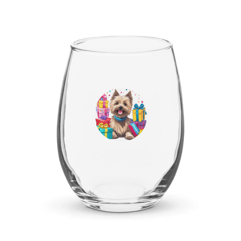 PugMug Custom Cairn Terrier Stemless Wine Glass