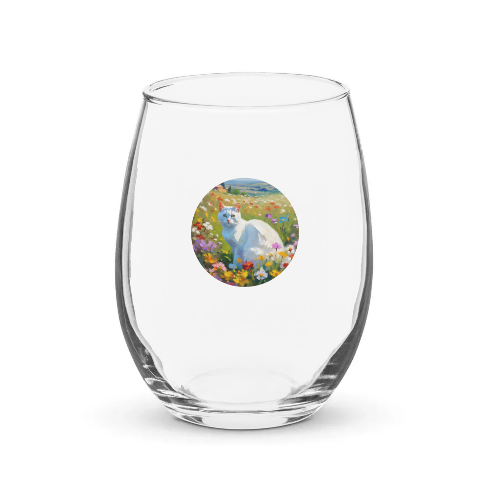PugMug Custom White Exotic Cat Stemless Wine Glass