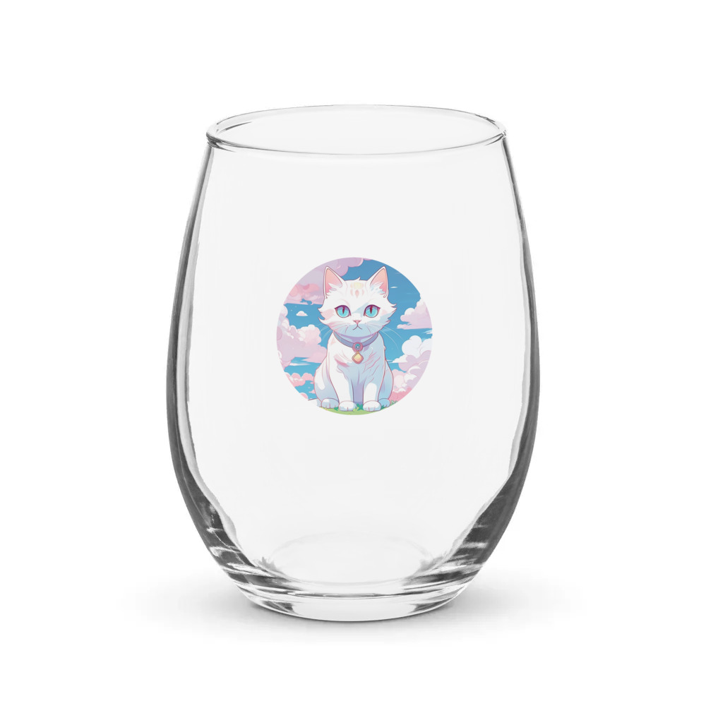 PugMug Custom White Companion Cat Stemless Wine Glass