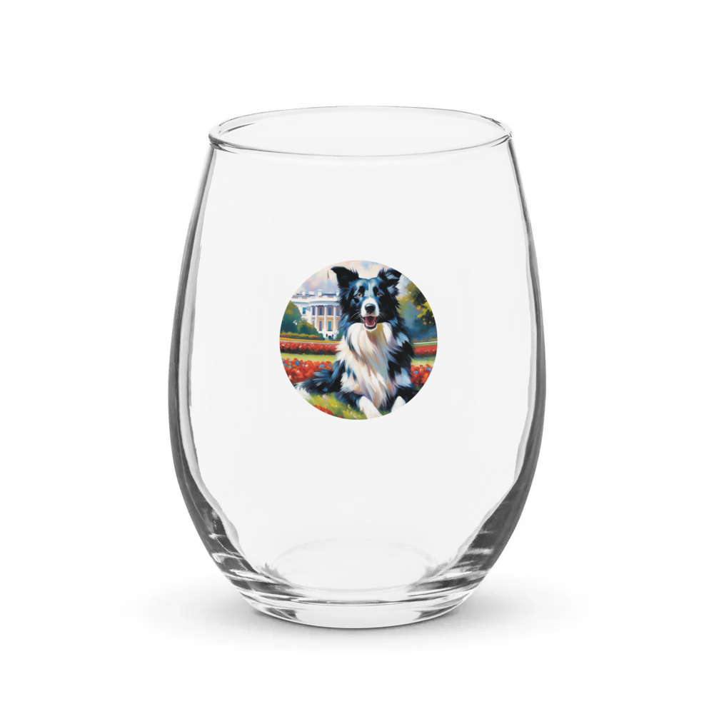PugMug Custom Border Collie Stemless Wine Glass