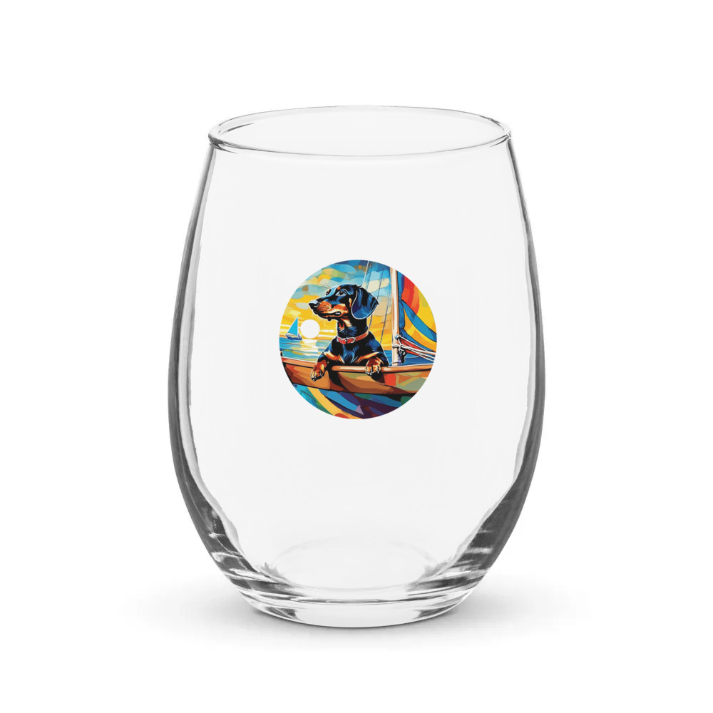 PugMug Custom Black Dachshund Stemless Wine Glass