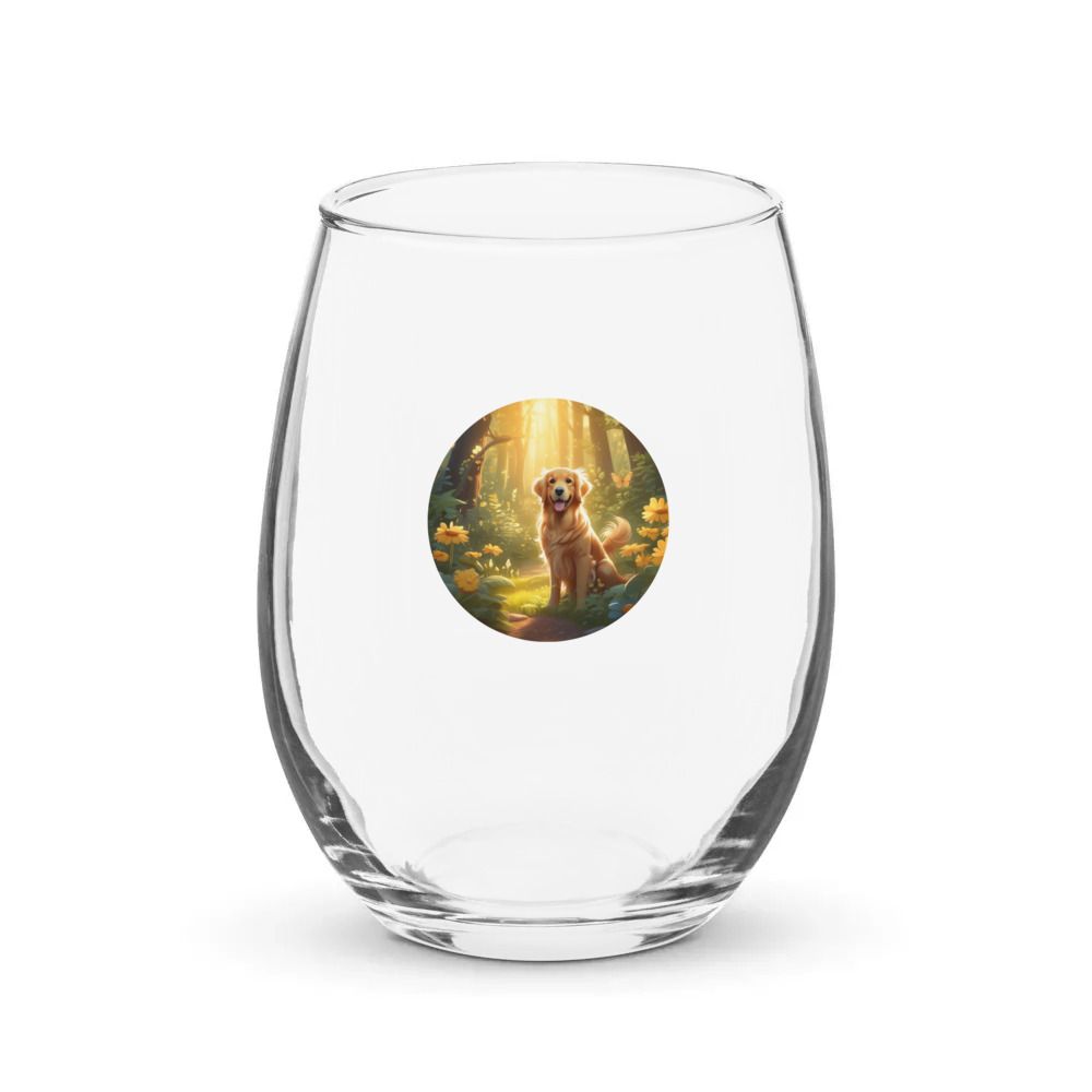 PugMug Custom Golden Retriever Stemless Wine Glass