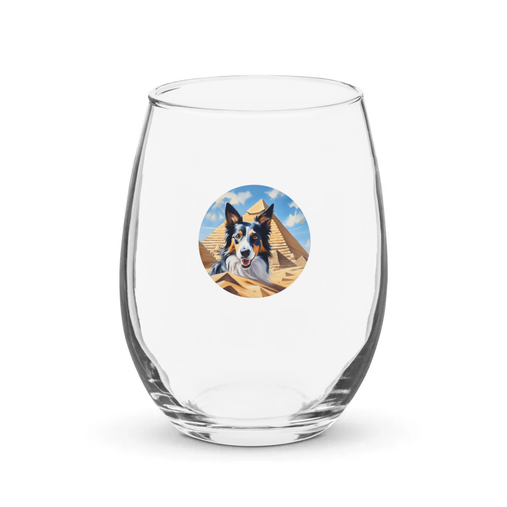 PugMug Custom Border Collie Stemless Wine Glass