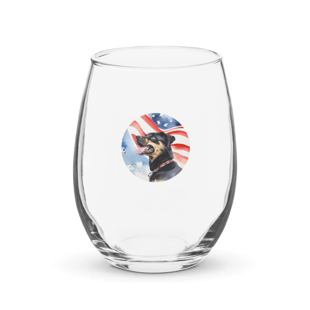 PugMug Custom Blue Stemless Wine Glass