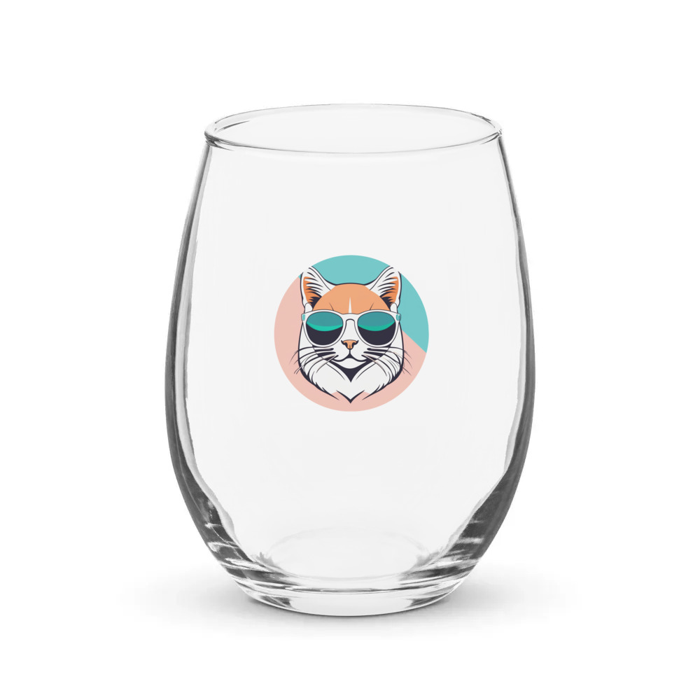 PugMug Custom White Exotic Cat Stemless Wine Glass