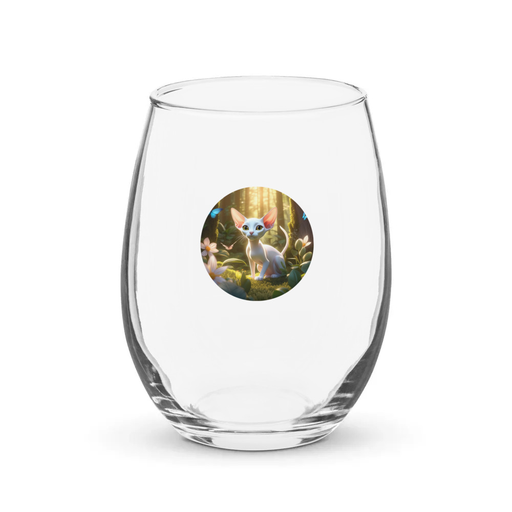 PugMug Custom White Sphynx Cat Stemless Wine Glass