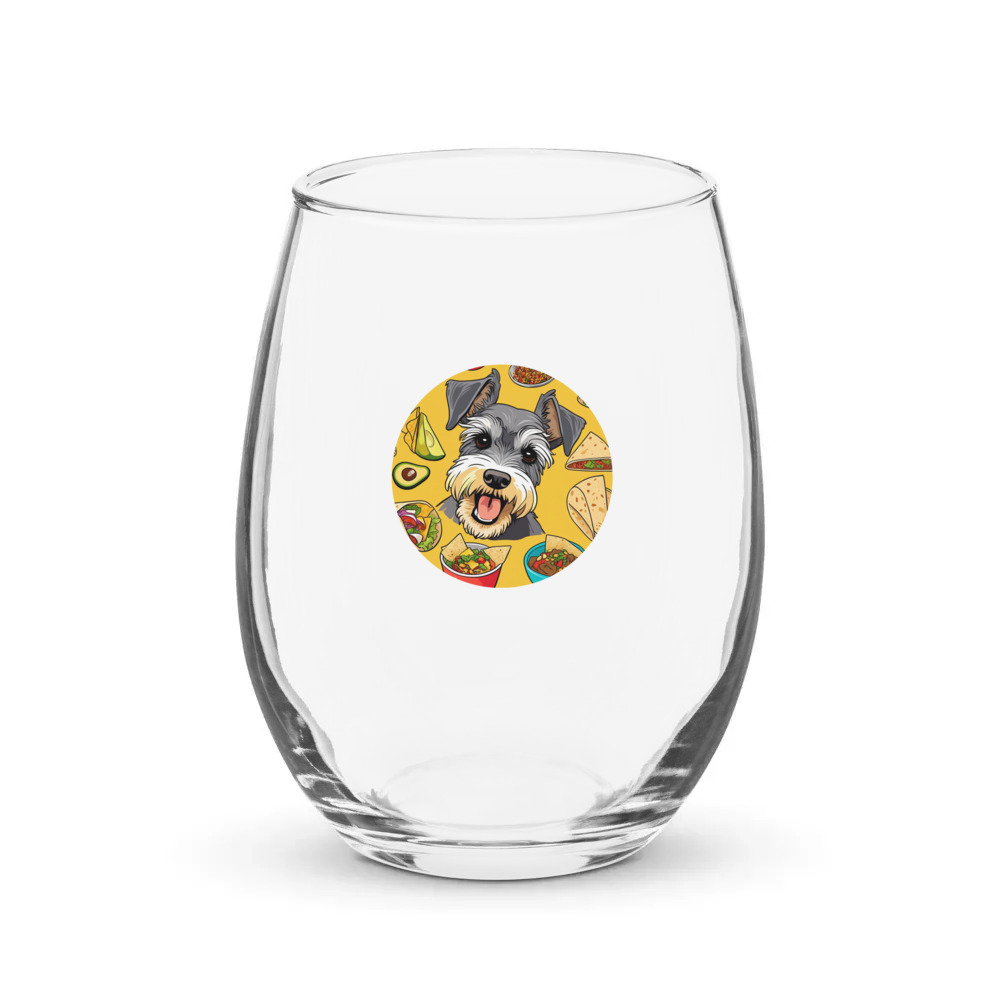 PugMug Custom Miniature Schnauzer Stemless Wine Glass