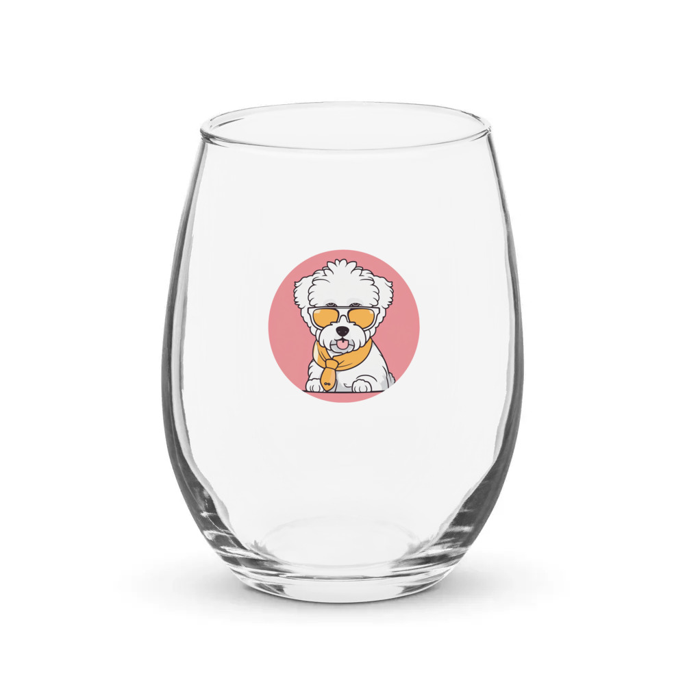 PugMug Custom Bichons Frise Stemless Wine Glass