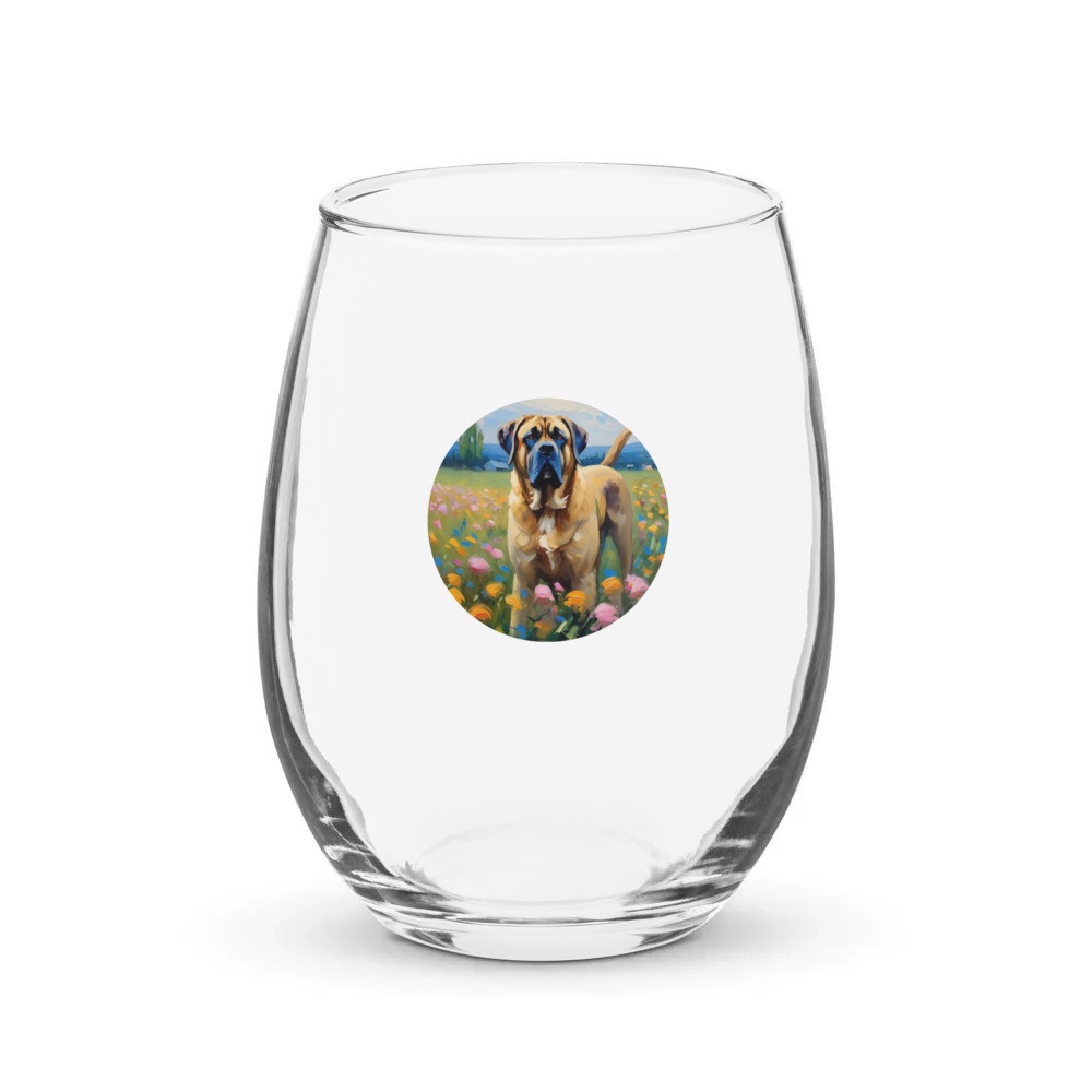 PugMug Custom Mastiff Stemless Wine Glass