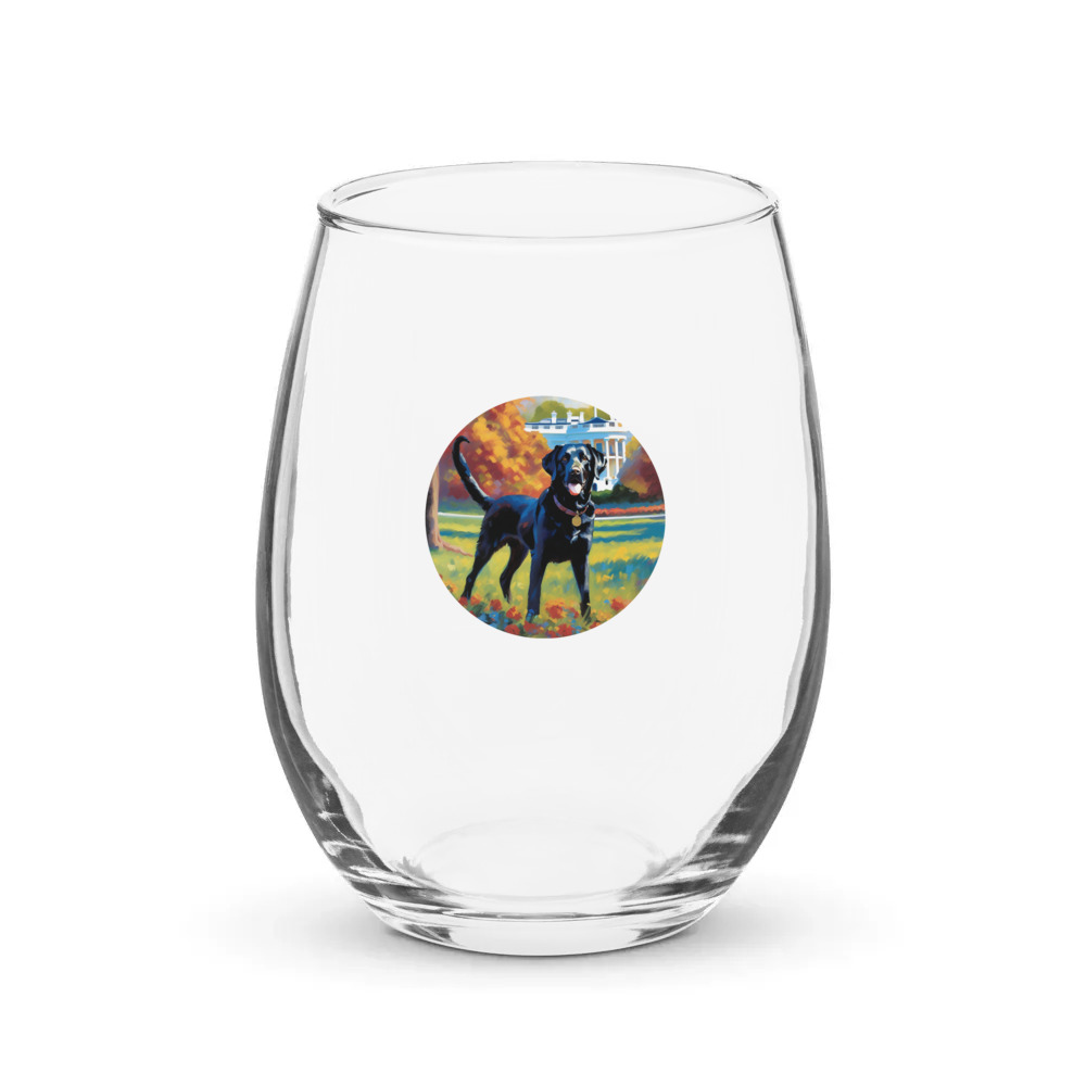 PugMug Custom Black Labrador Retriever Stemless Wine Glass