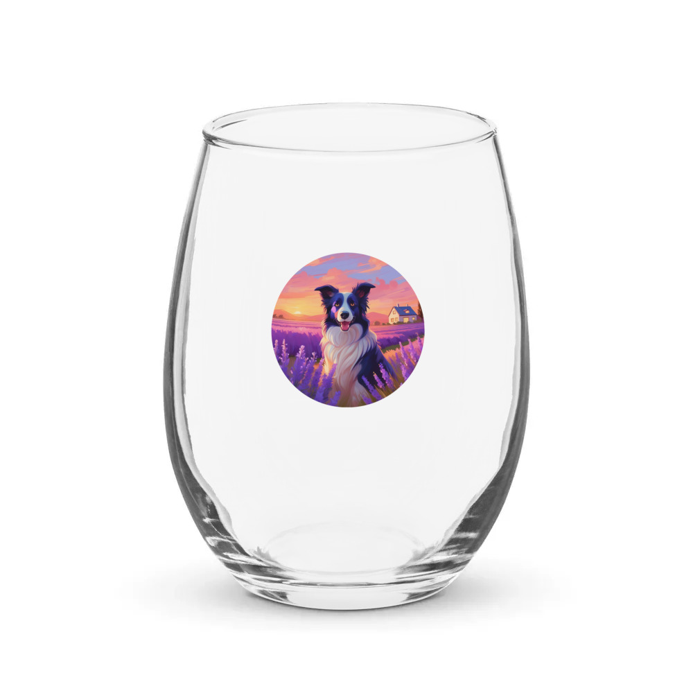 PugMug Custom Border Collie Stemless Wine Glass