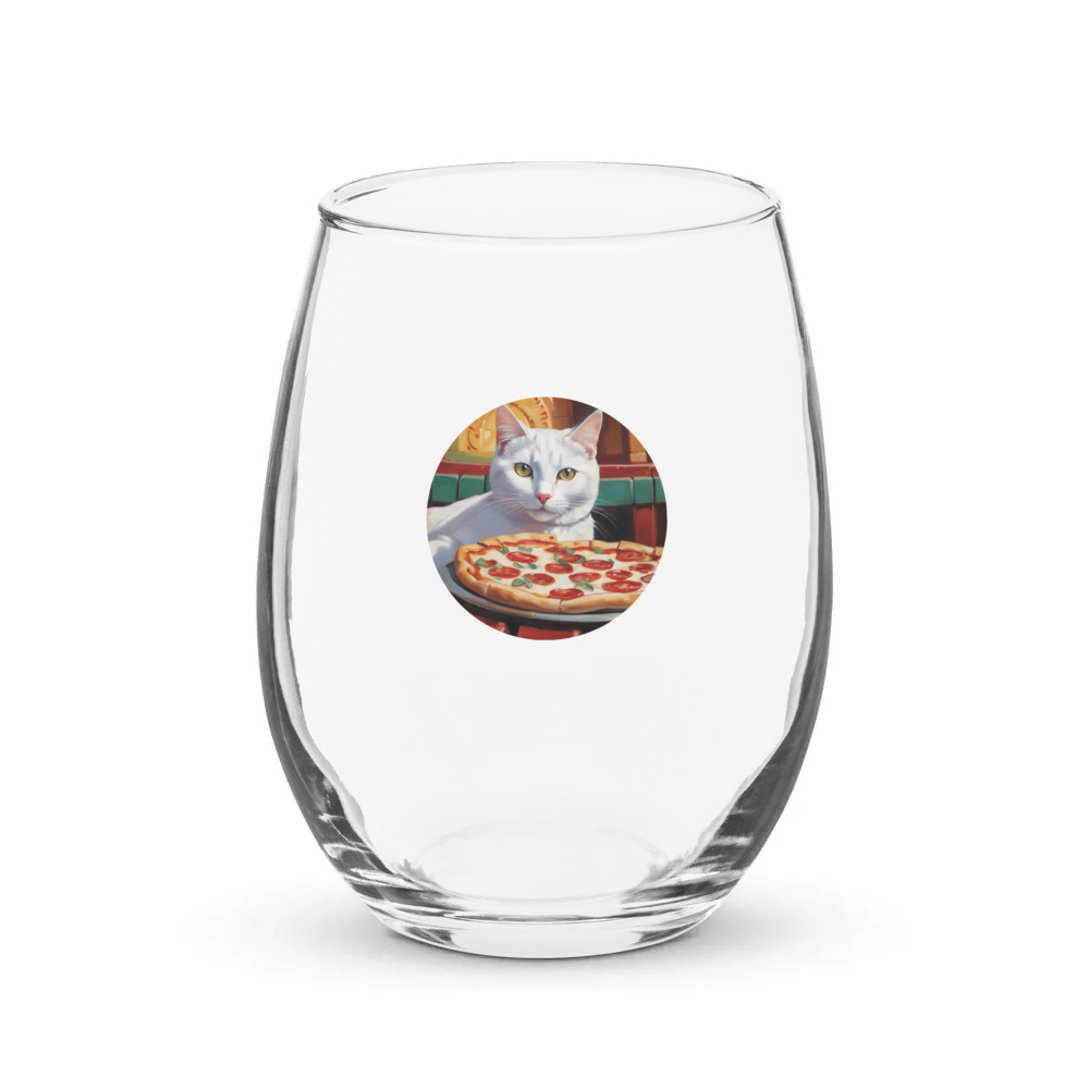 PugMug Custom White Companion Cat Stemless Wine Glass