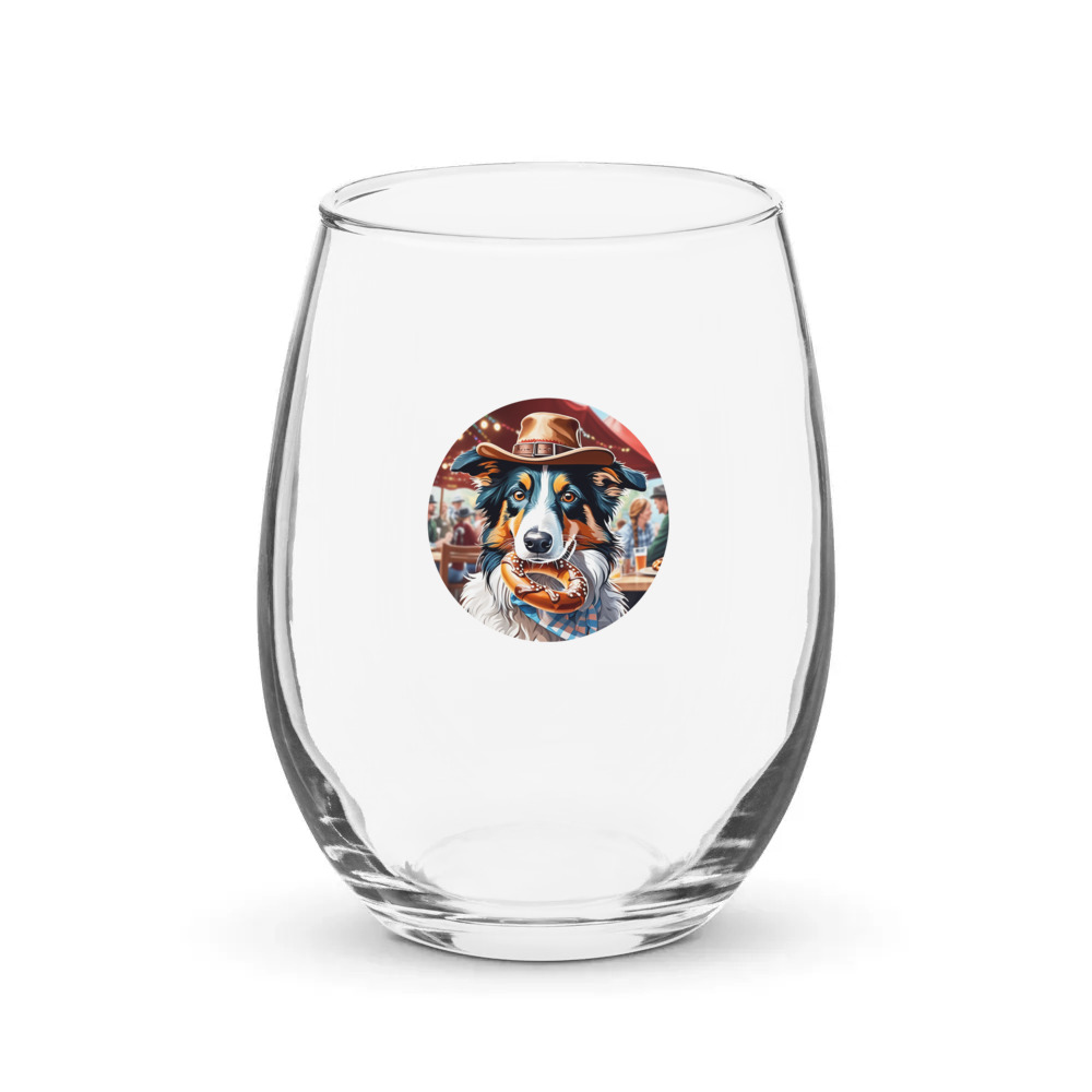 PugMug Custom Border Collie Stemless Wine Glass