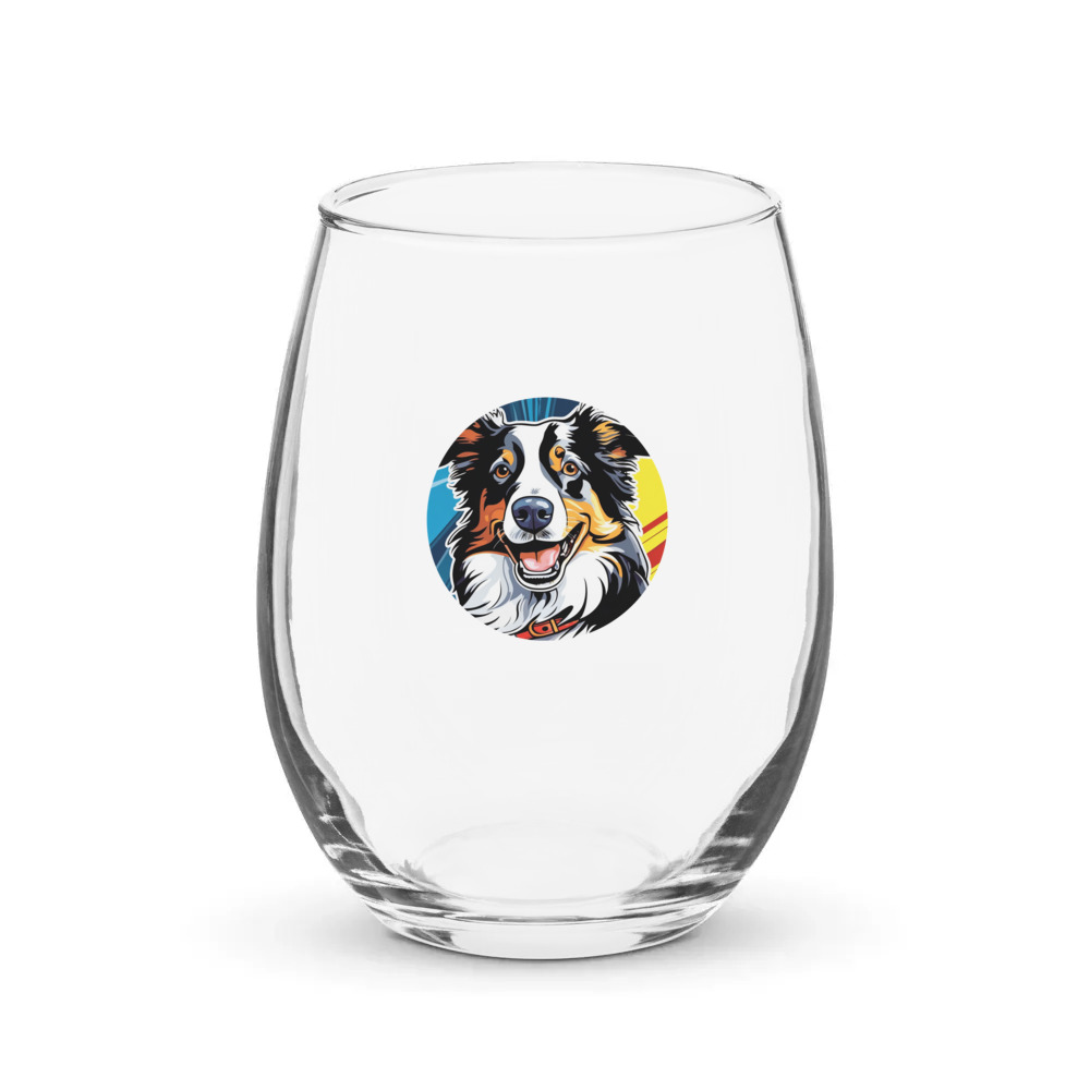 PugMug Custom Border Collie Stemless Wine Glass