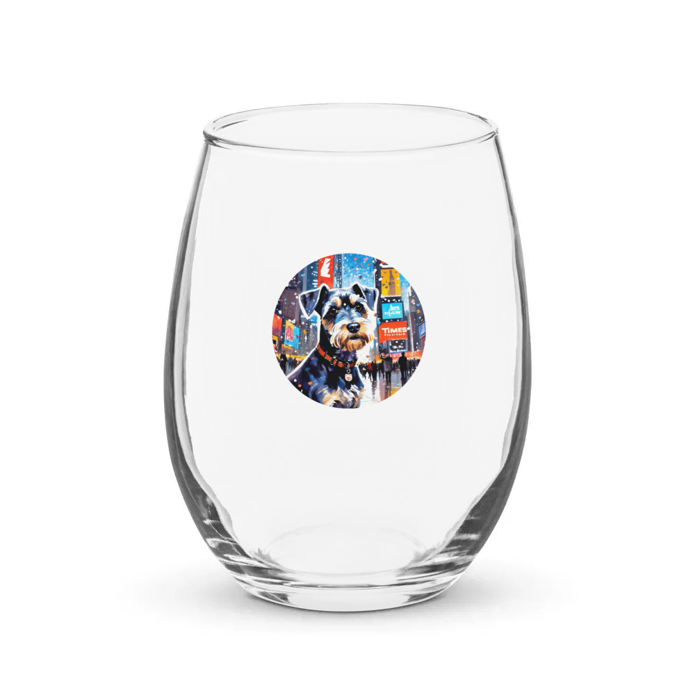 PugMug Custom Miniature Schnauzer Stemless Wine Glass