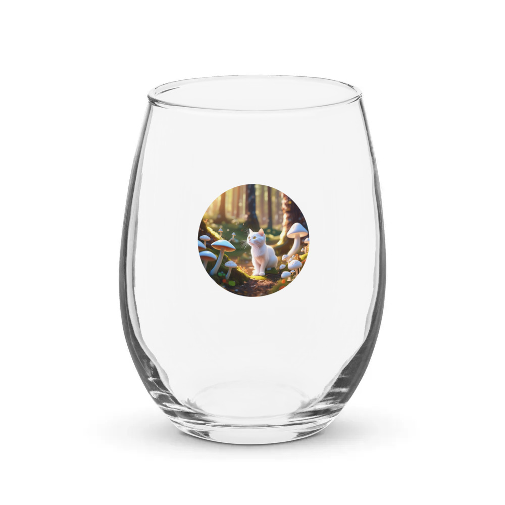 PugMug Custom White Companion Cat Stemless Wine Glass