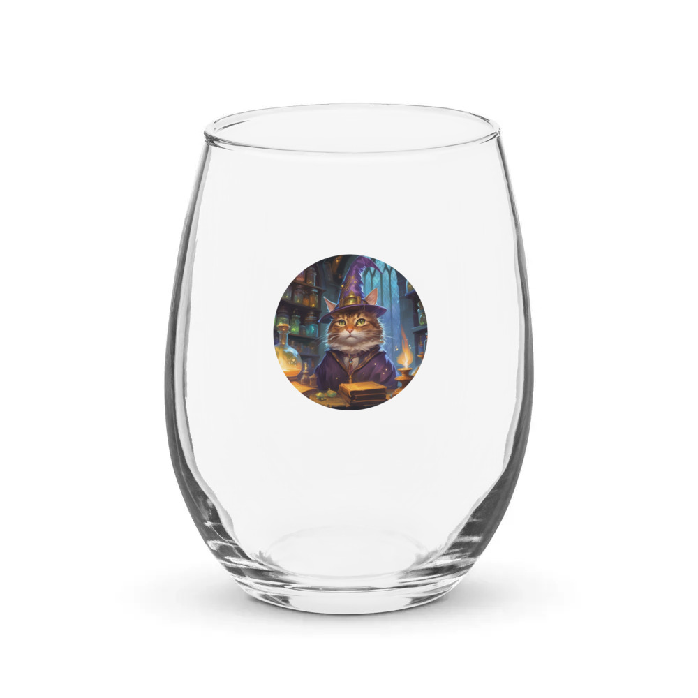 PugMug Custom Tabby Companion Cat Stemless Wine Glass