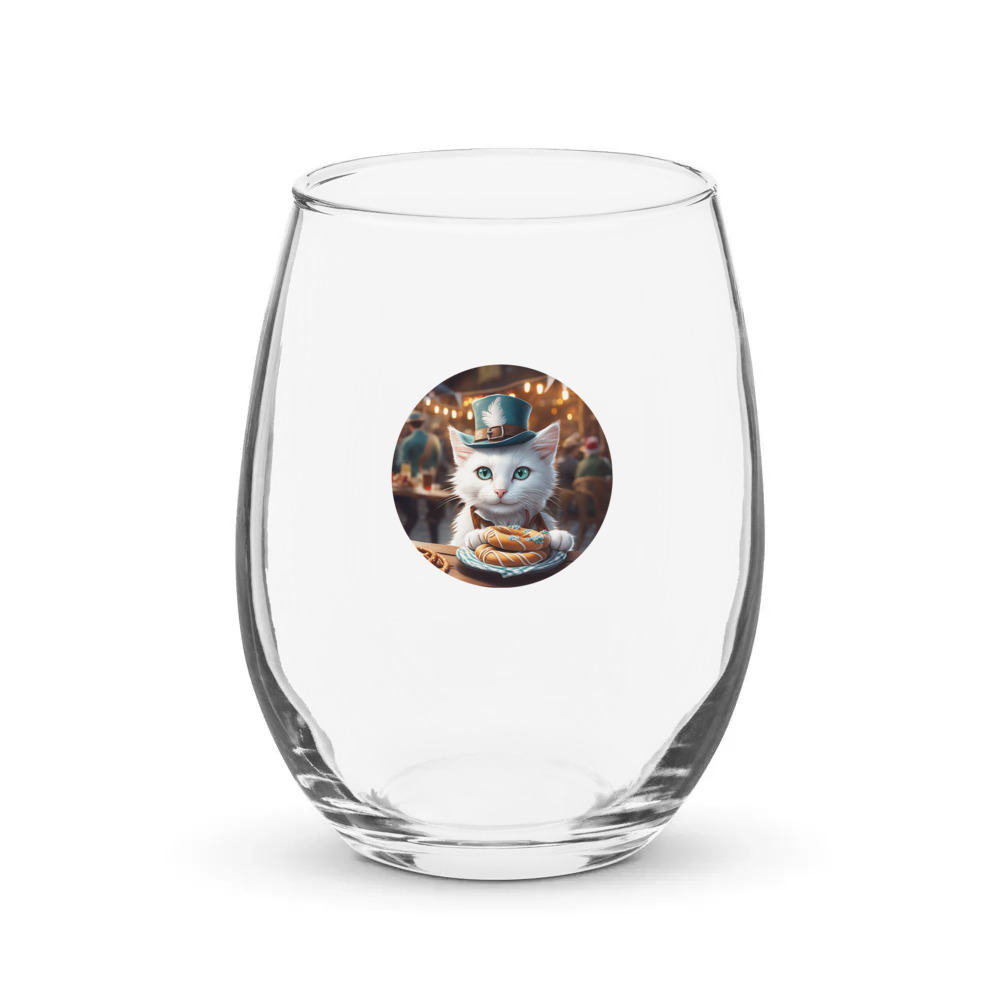 PugMug Custom White Companion Cat Stemless Wine Glass