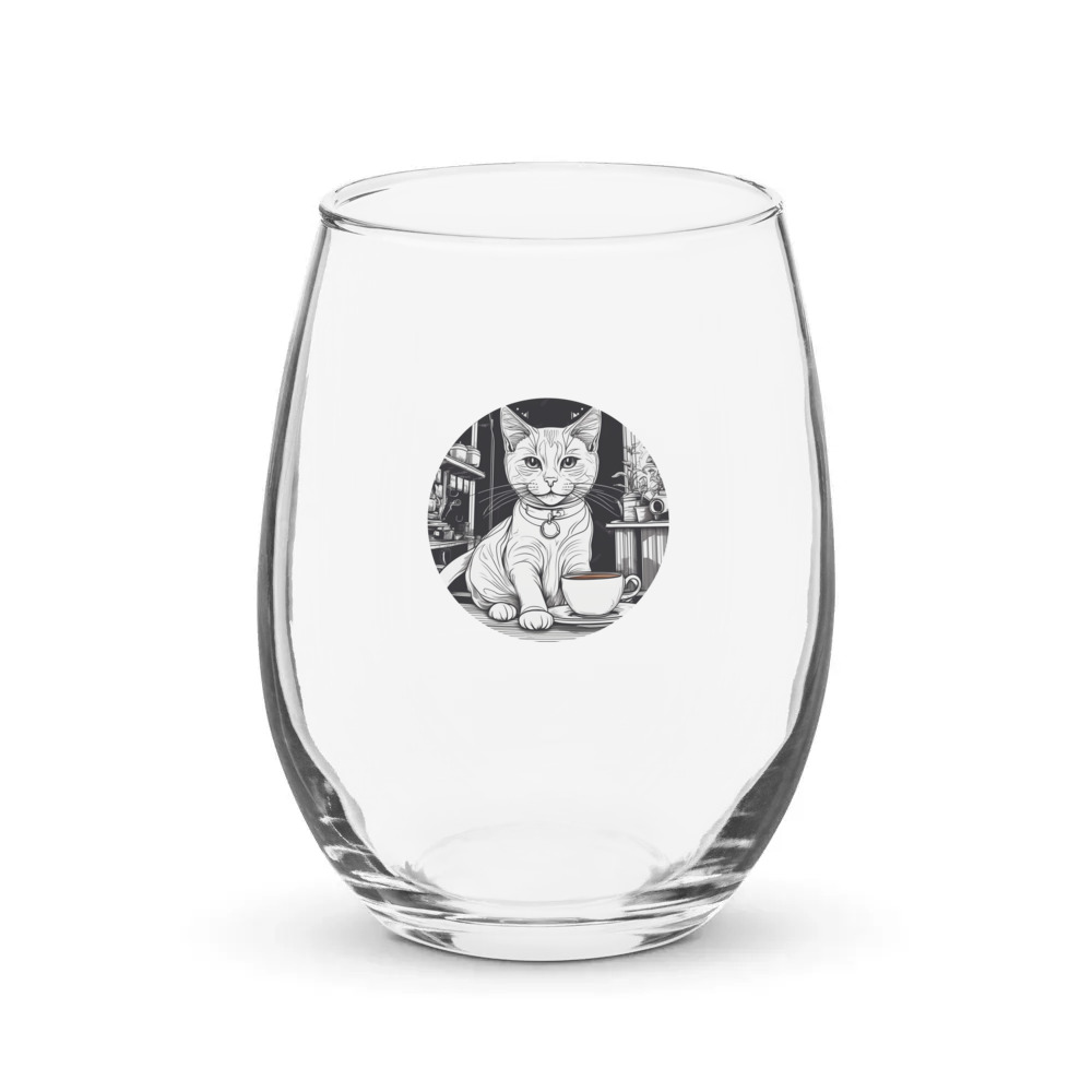 PugMug Custom White Companion Cat Stemless Wine Glass