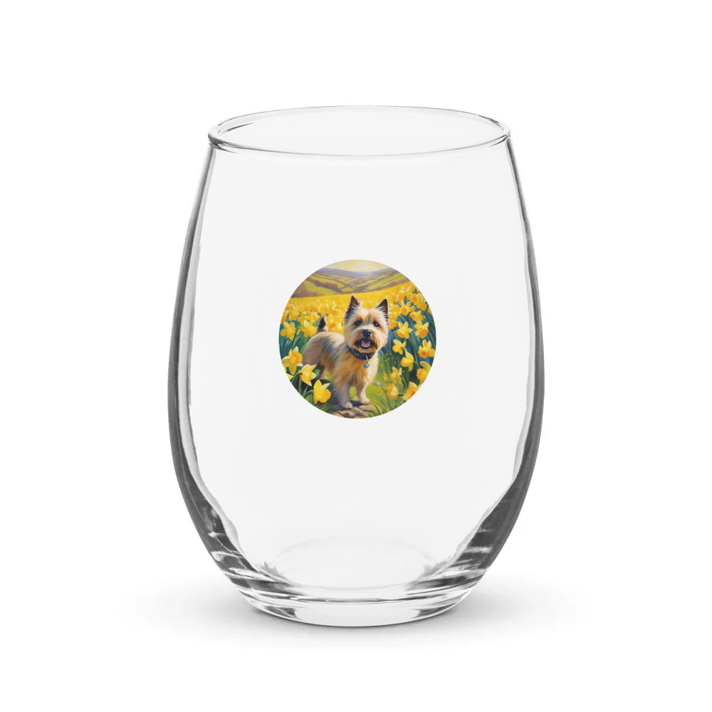 PugMug Custom Cairn Terrier Stemless Wine Glass