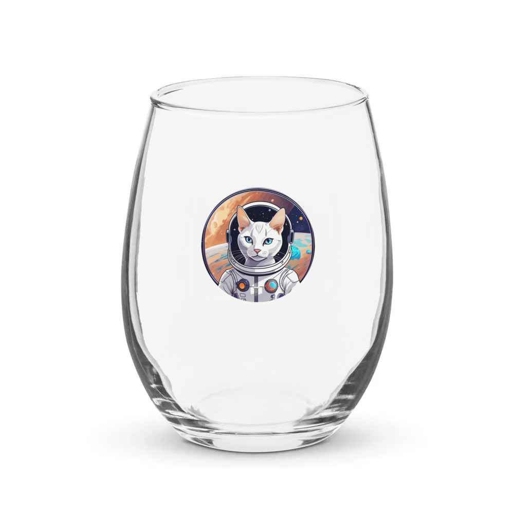 PugMug Custom White Abyssinian Cat Stemless Wine Glass