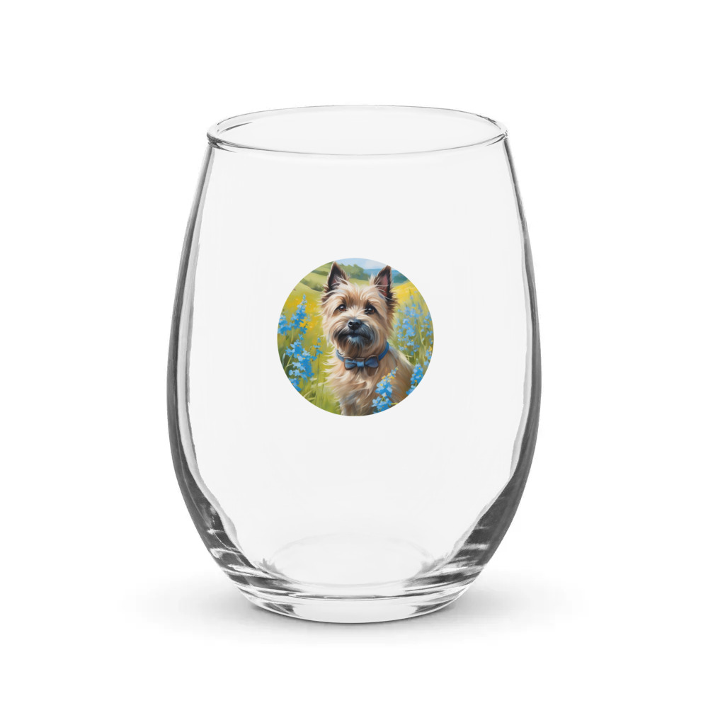 PugMug Custom Cairn Terrier Stemless Wine Glass