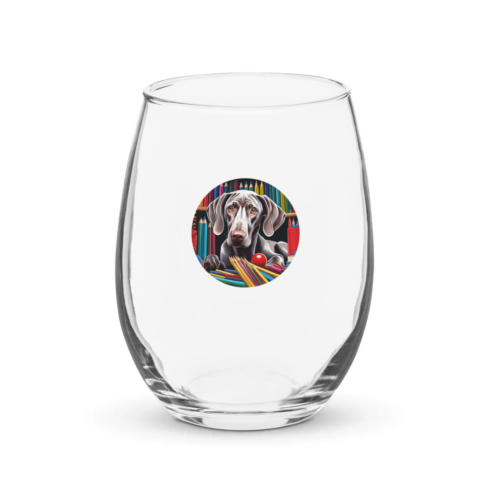 PugMug Custom Weimaraner Stemless Wine Glass