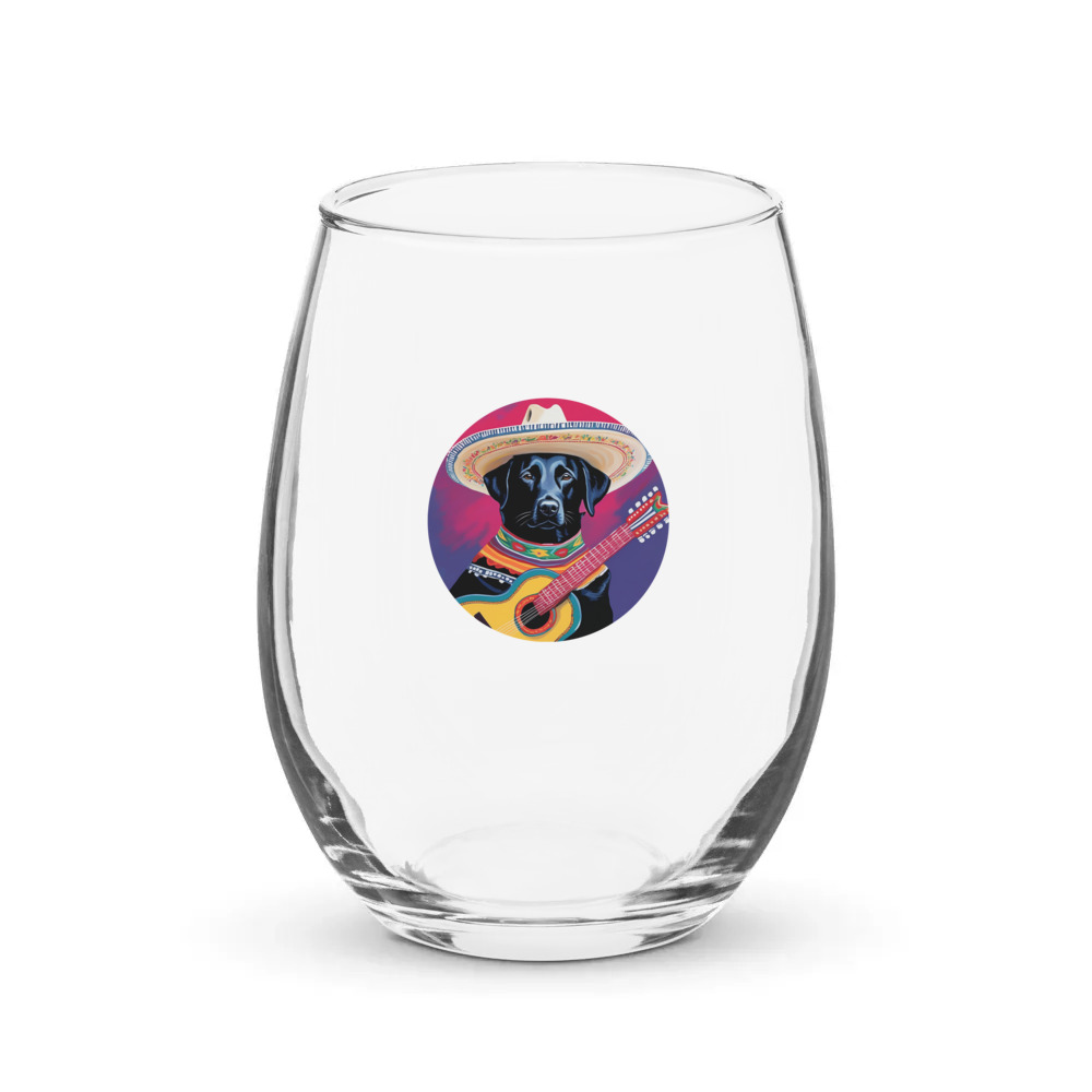 PugMug Custom Black Labrador Retriever Stemless Wine Glass