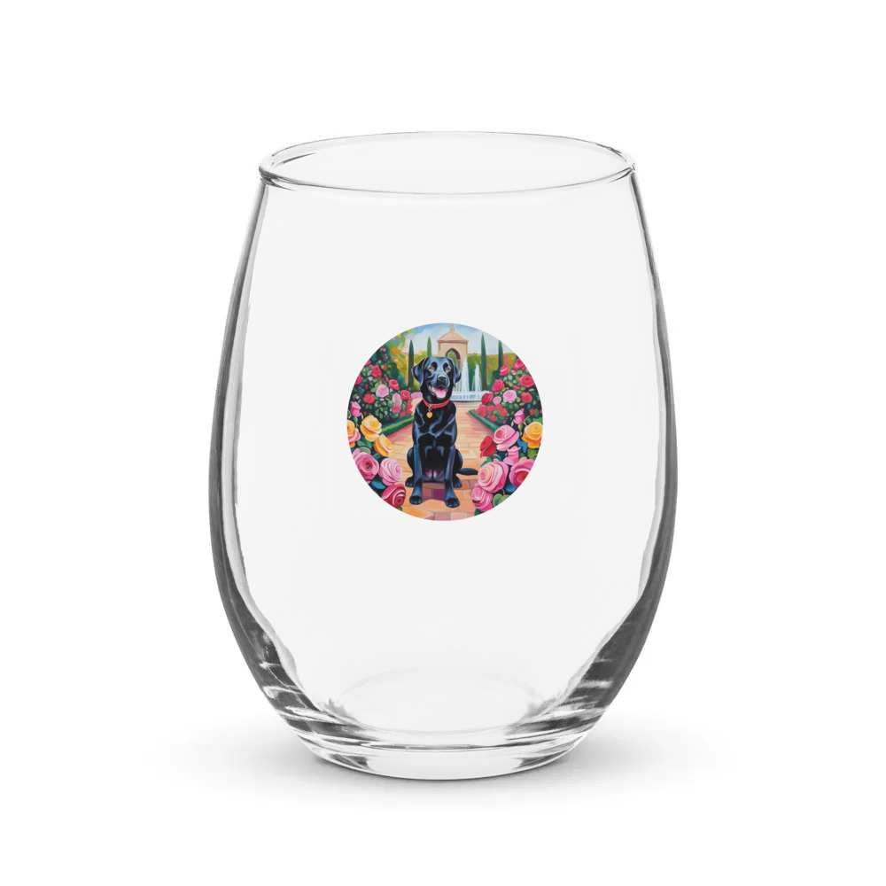 PugMug Custom Black Labrador Retriever Stemless Wine Glass