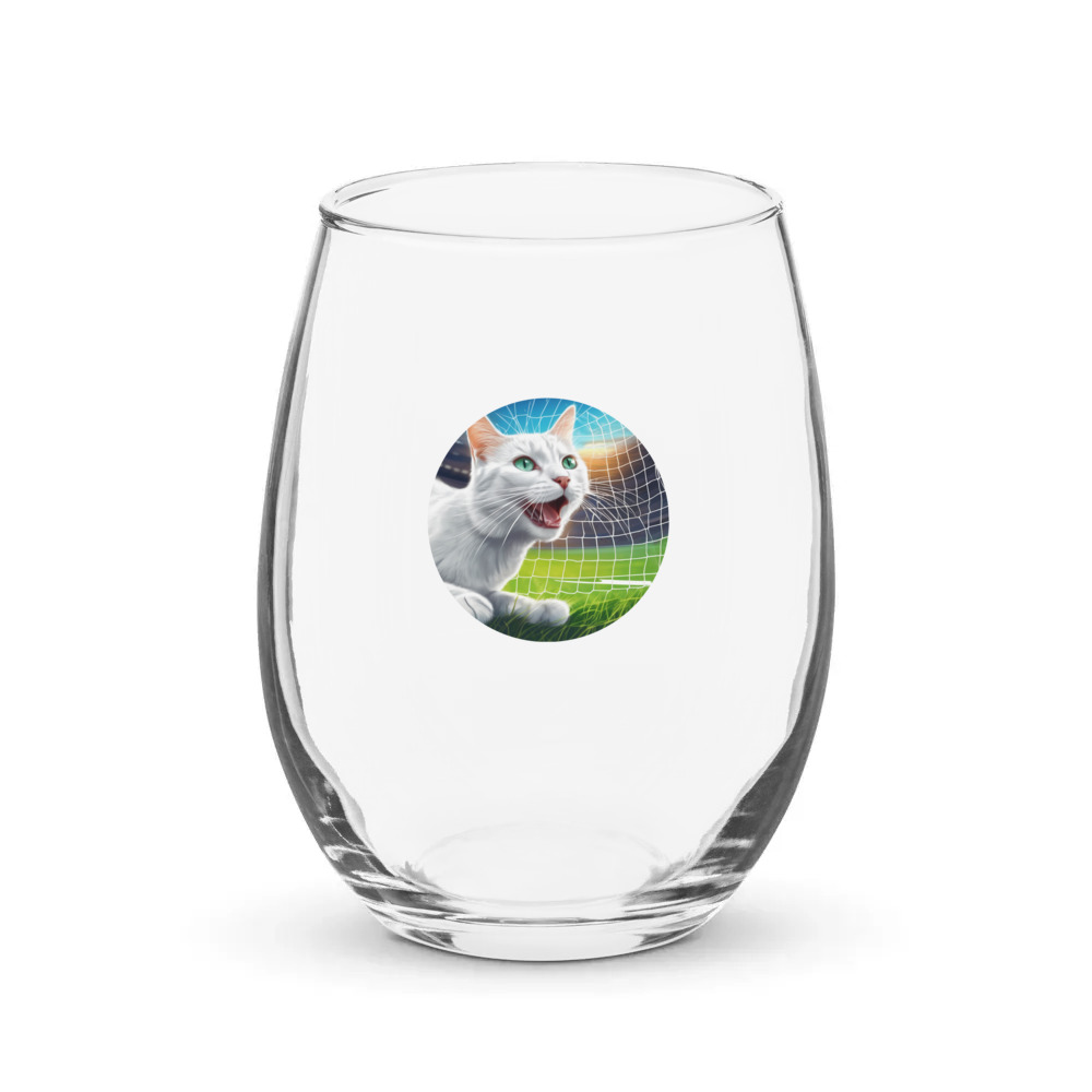 PugMug Custom White Companion Cat Stemless Wine Glass