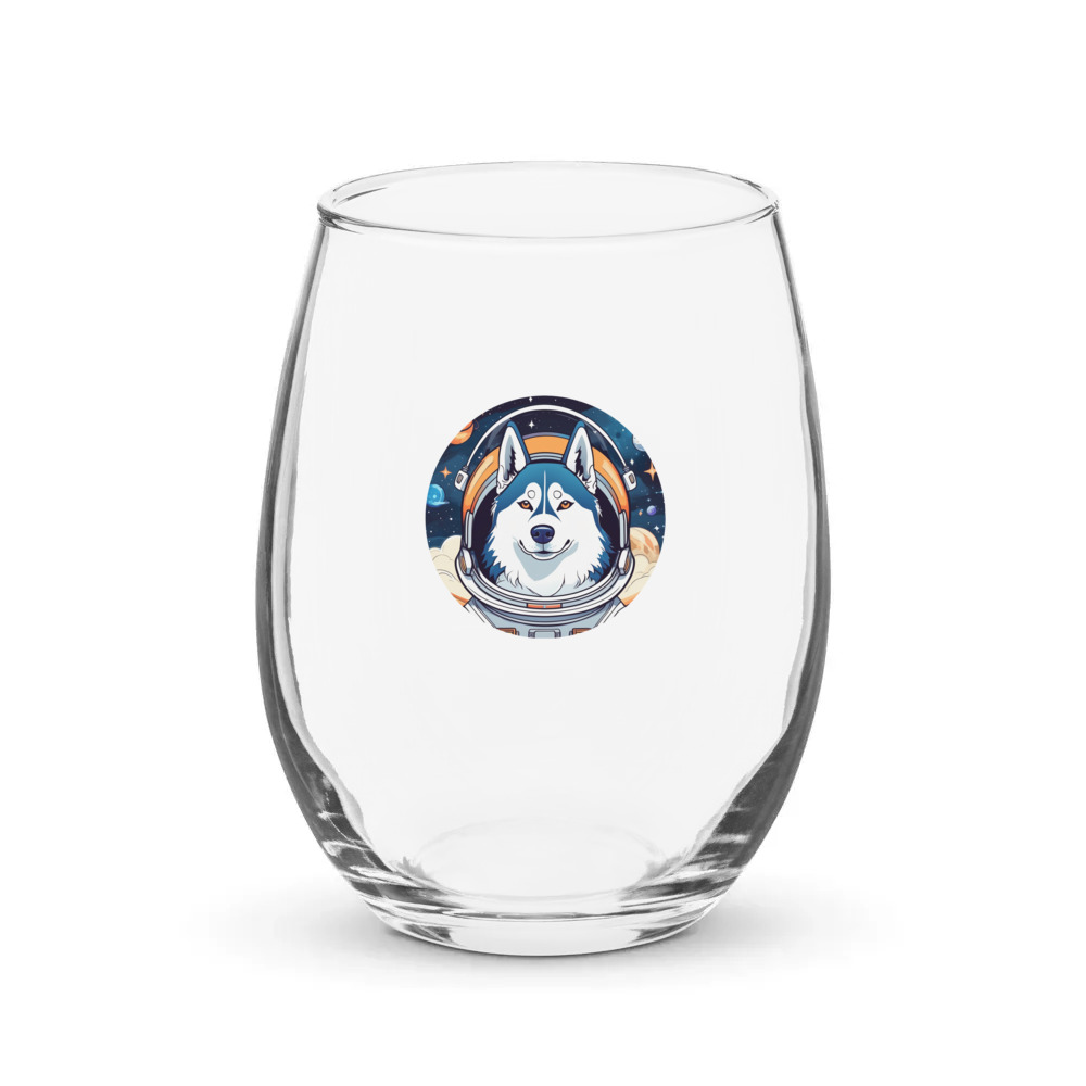 PugMug Custom Siberian Husky Stemless Wine Glass