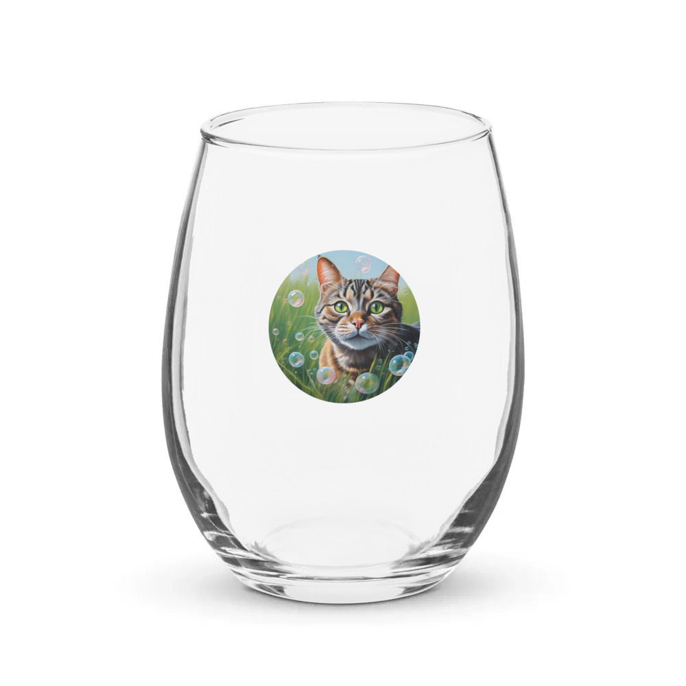 PugMug Custom Tabby Companion Cat Stemless Wine Glass