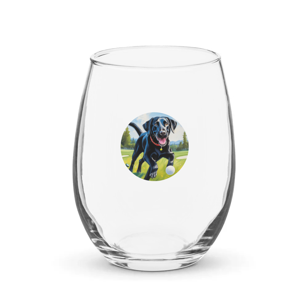PugMug Custom Black Labrador Retriever Stemless Wine Glass