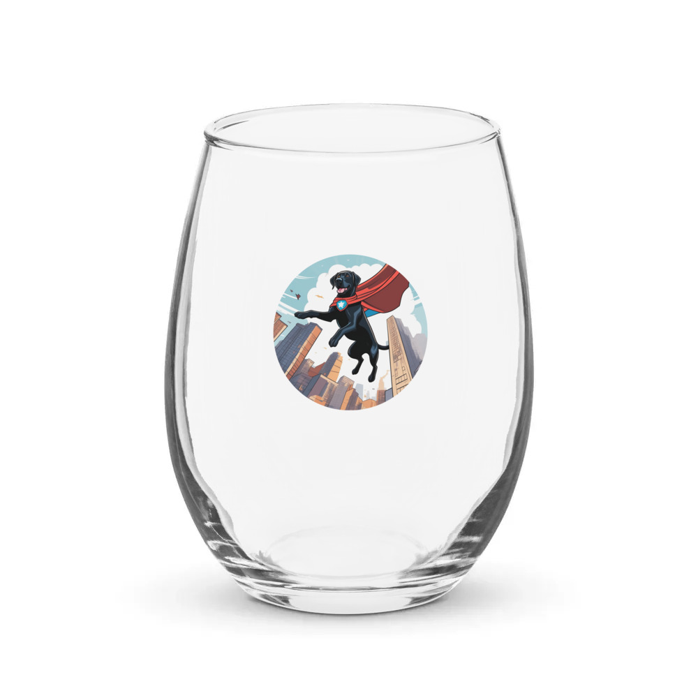 PugMug Custom Black Labrador Retriever Stemless Wine Glass