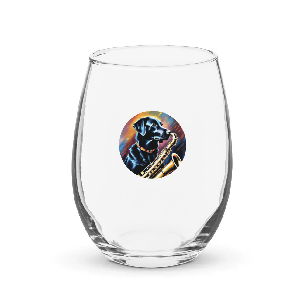 PugMug Custom Black Labrador Retriever Stemless Wine Glass