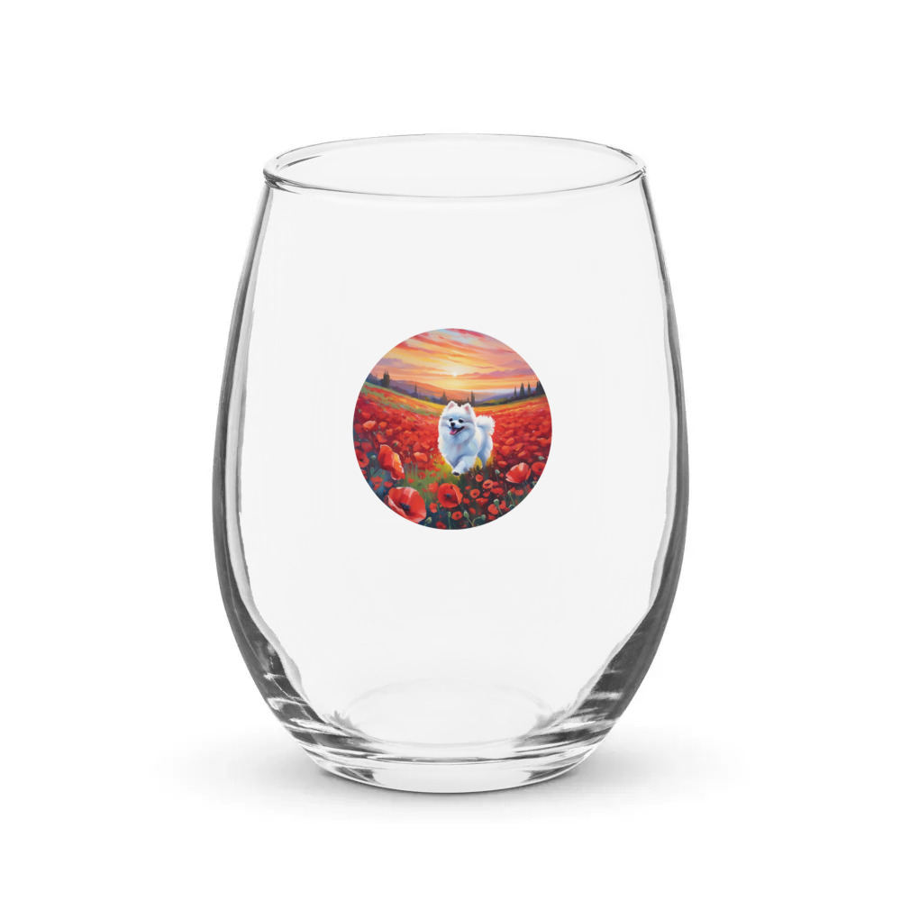PugMug Custom White Pomeranian Stemless Wine Glass