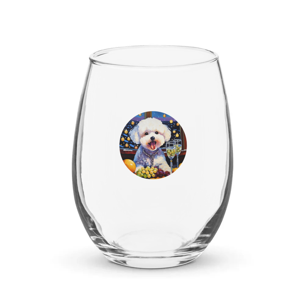 PugMug Custom Bichons Frise Stemless Wine Glass