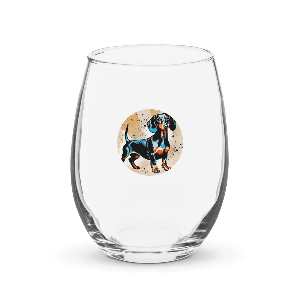 PugMug Custom Black Dachshund Stemless Wine Glass