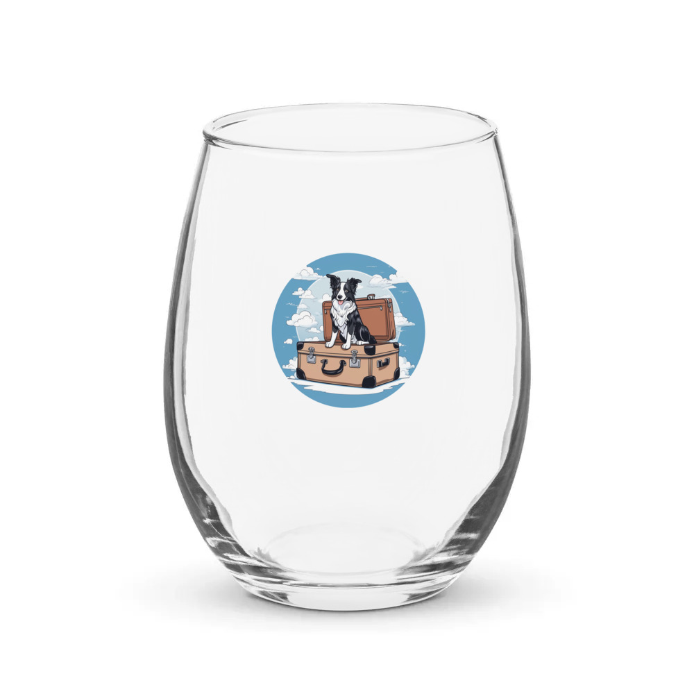PugMug Custom Border Collie Stemless Wine Glass