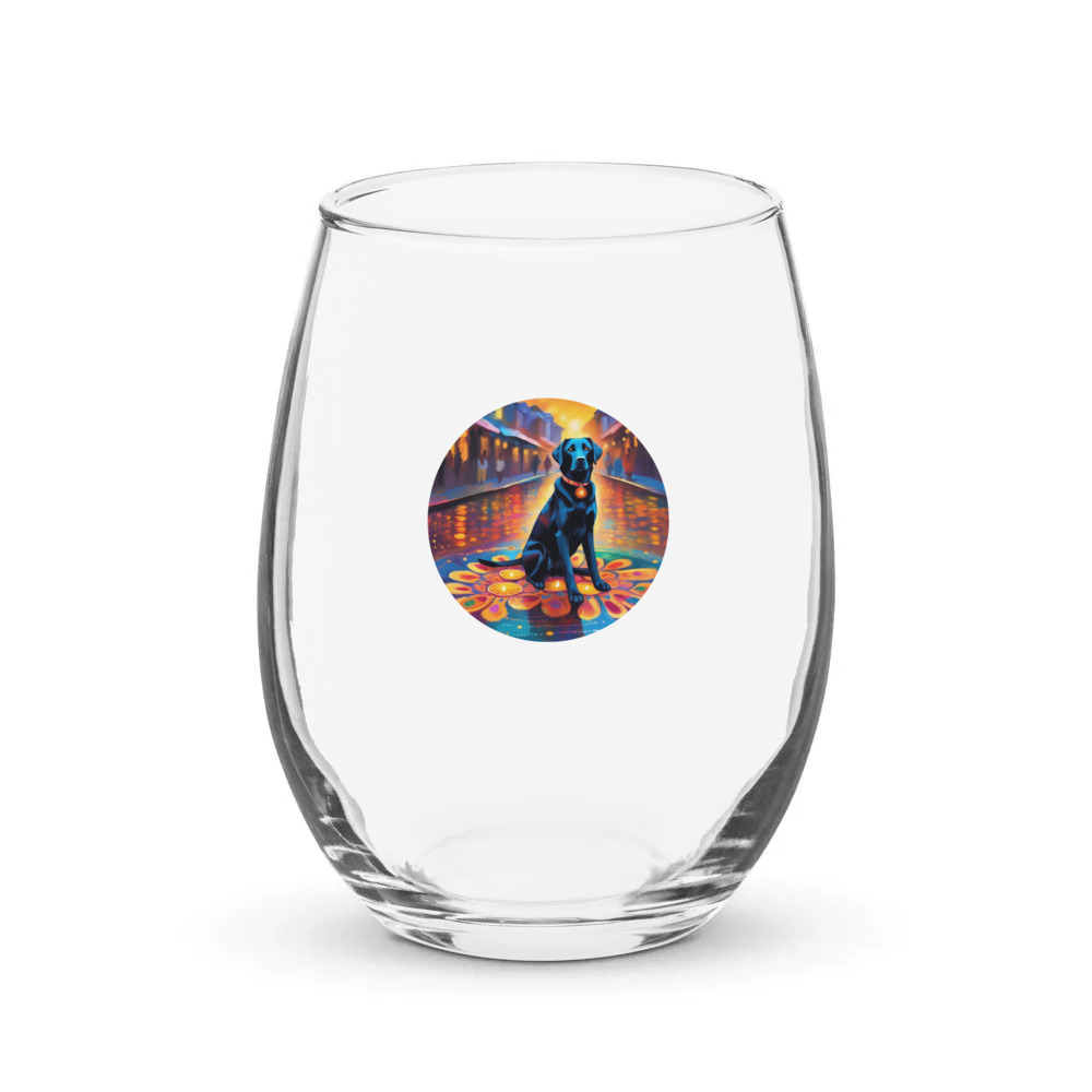 PugMug Custom Black Labrador Retriever Stemless Wine Glass