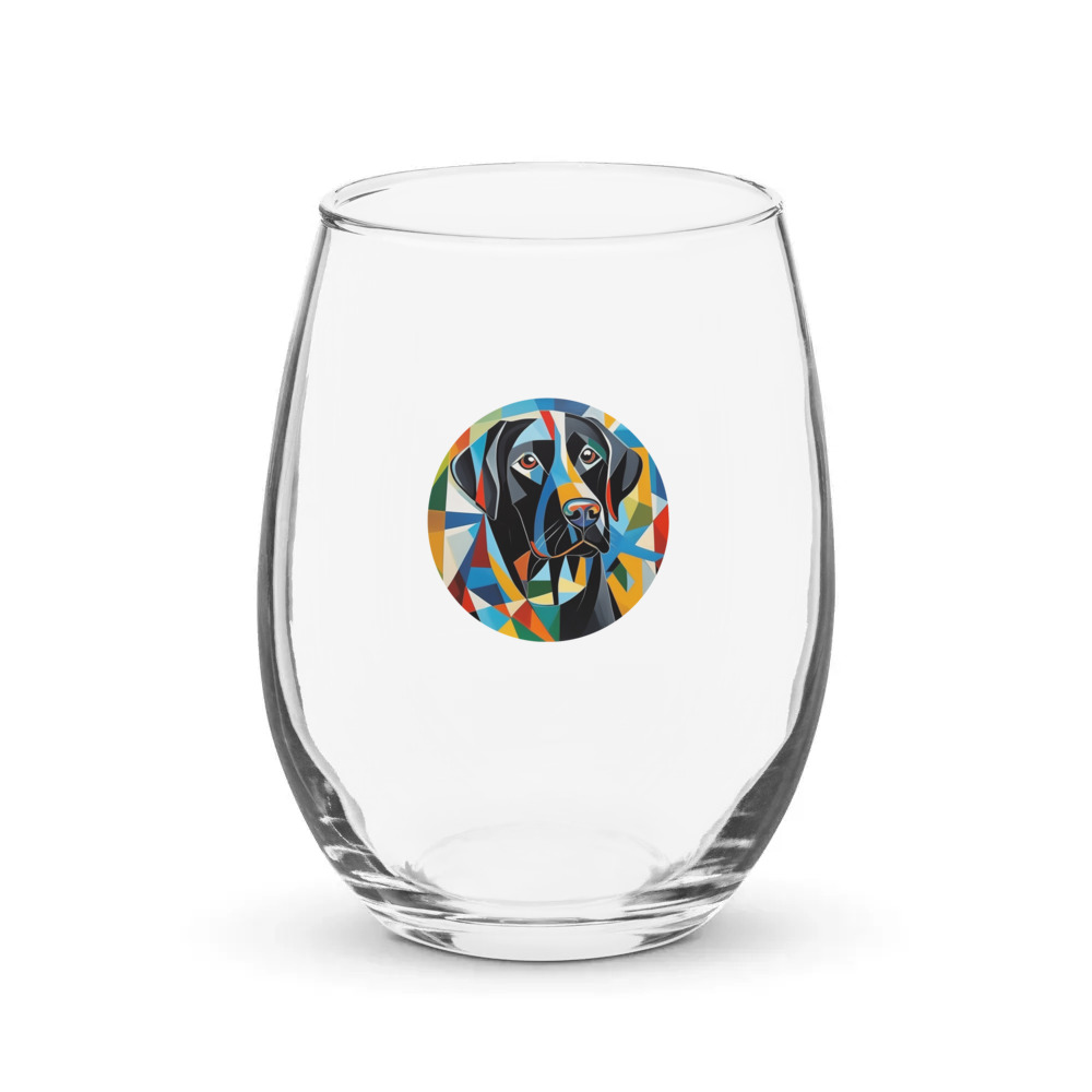 PugMug Custom Black Labrador Retriever Stemless Wine Glass