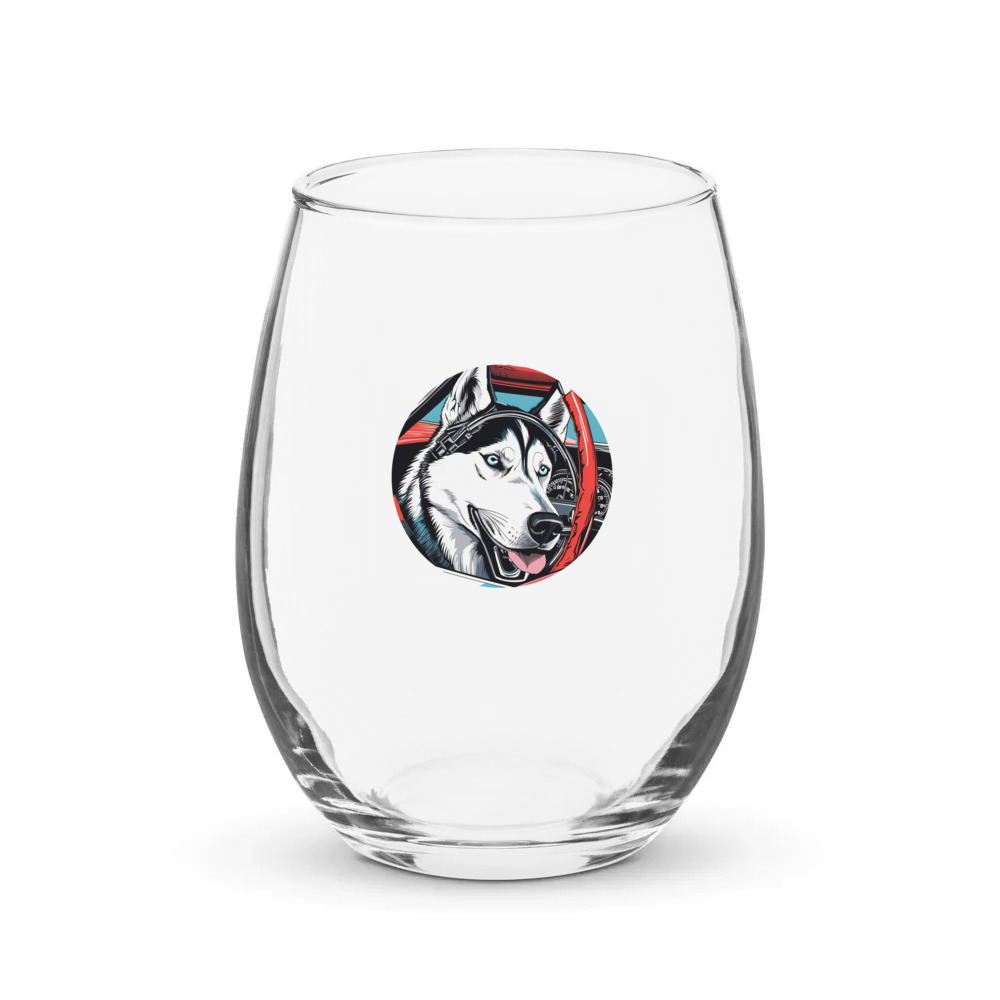 PugMug Custom Siberian Husky Stemless Wine Glass