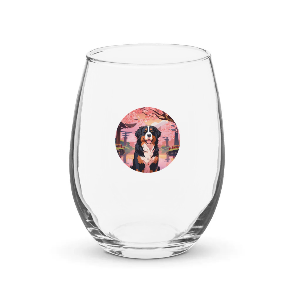 PugMug Custom Bernese Mountain Dog Stemless Wine Glass