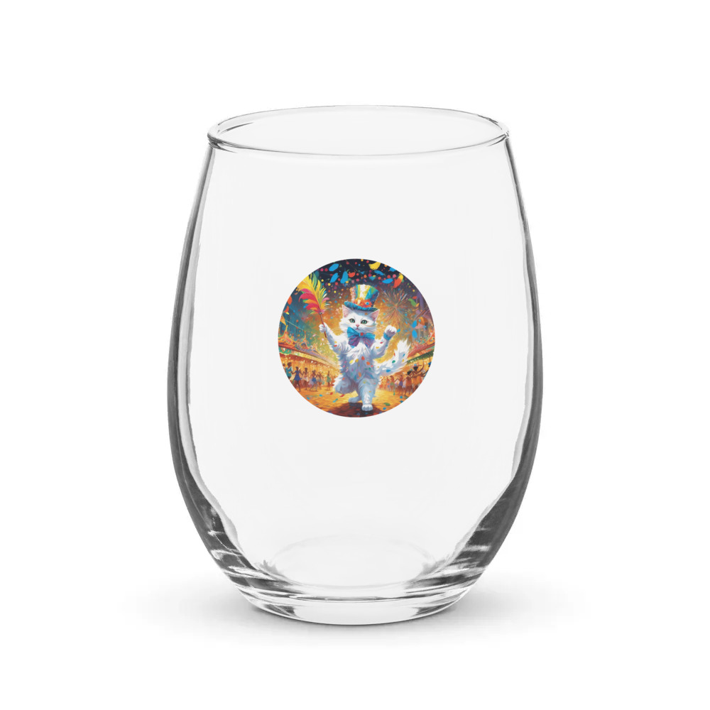 PugMug Custom White Companion Cat Stemless Wine Glass