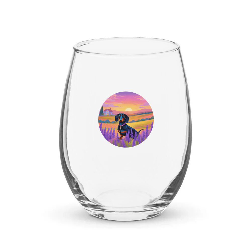 PugMug Custom Black Dachshund Stemless Wine Glass