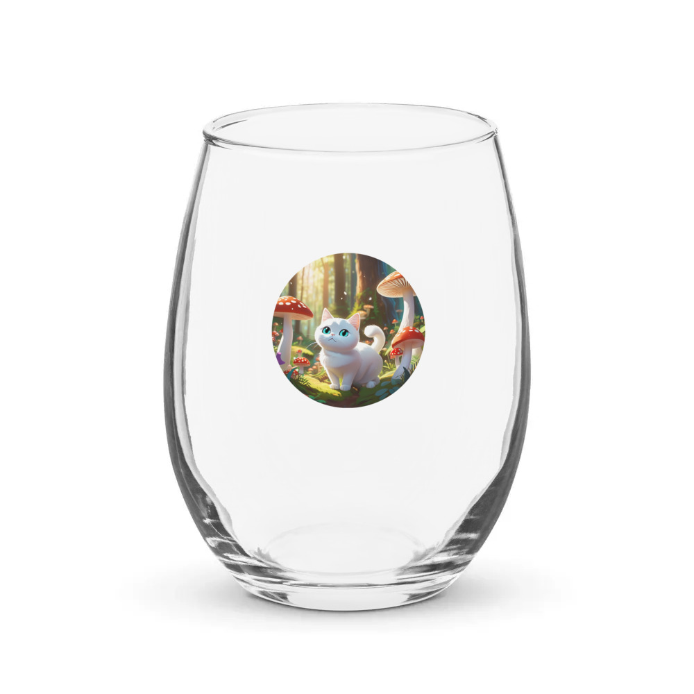 PugMug Custom White Companion Cat Stemless Wine Glass